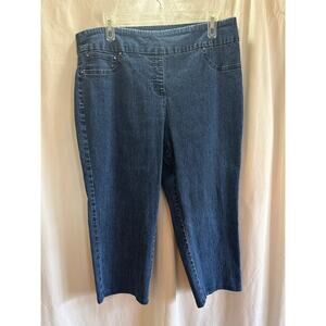Ruby Rd. Pull-On Denim Capri Pants Women’s Size 16 Stretch Blue Cropped Jeans
